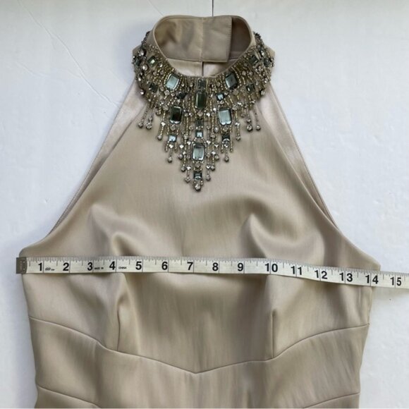 Karen Millen Champagne Rhinestone Collar Sleeveless  Formal‎ Occasion Satin Top - Picture 13 of 16